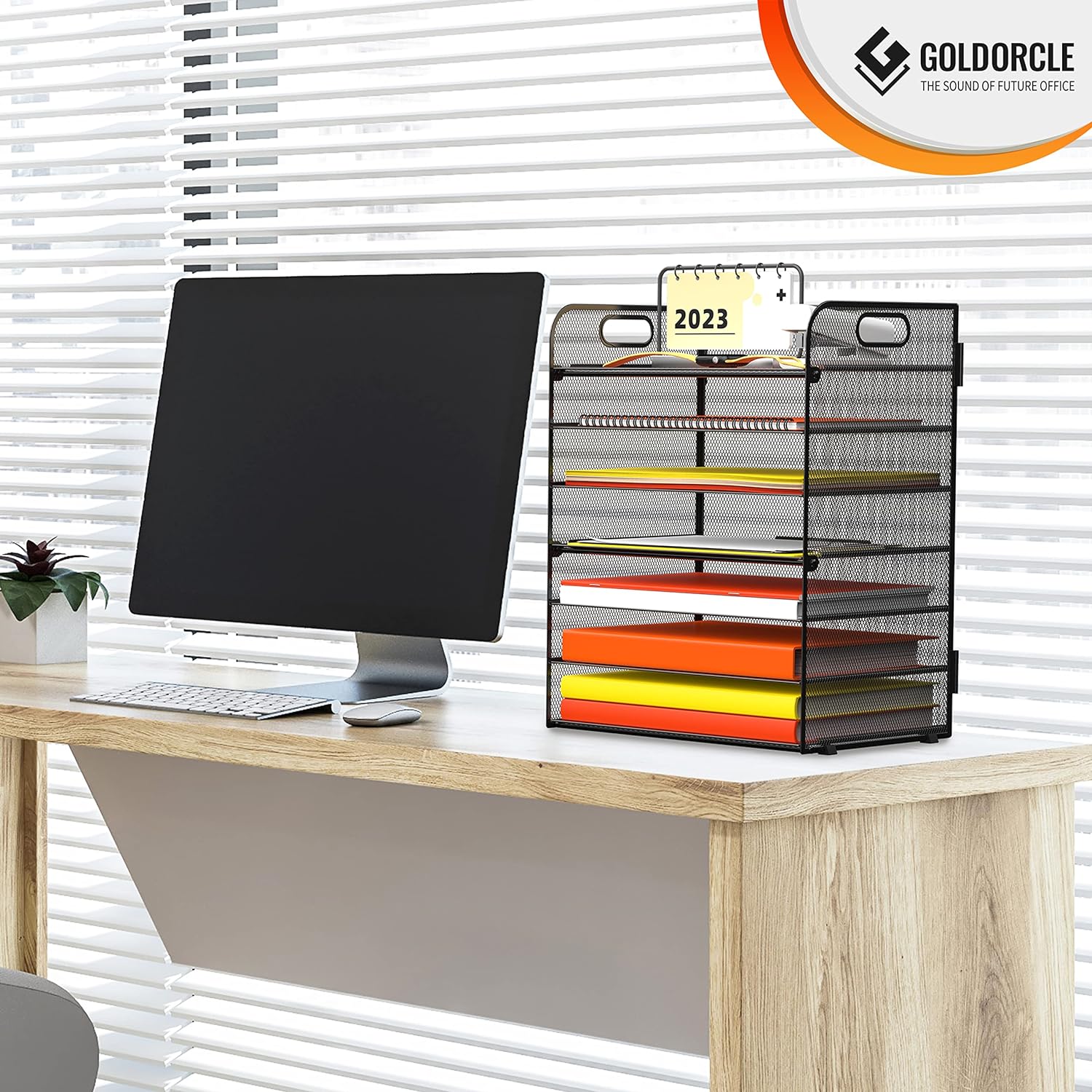 GoldOrcle 8 Tier Paper Letter Tray Organizer with Handles, Mesh Desk File Holder Storage Organization for Office School Desktop - Image 5